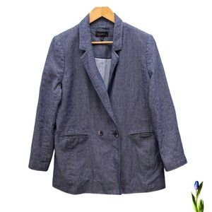 Talbots Double Breasted Linen Blazer Light blue size 16